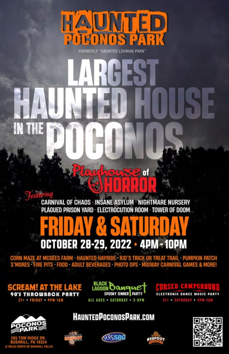 Haunted Poconos Park Open One Weekend ONLY – Friday, Oct. 28 – Saturday, Oct. 29